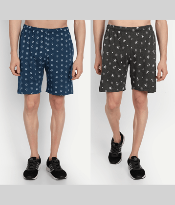 Zeffit - Multicolor Cotton Blend Men's Shorts ( Pack of 2 )
