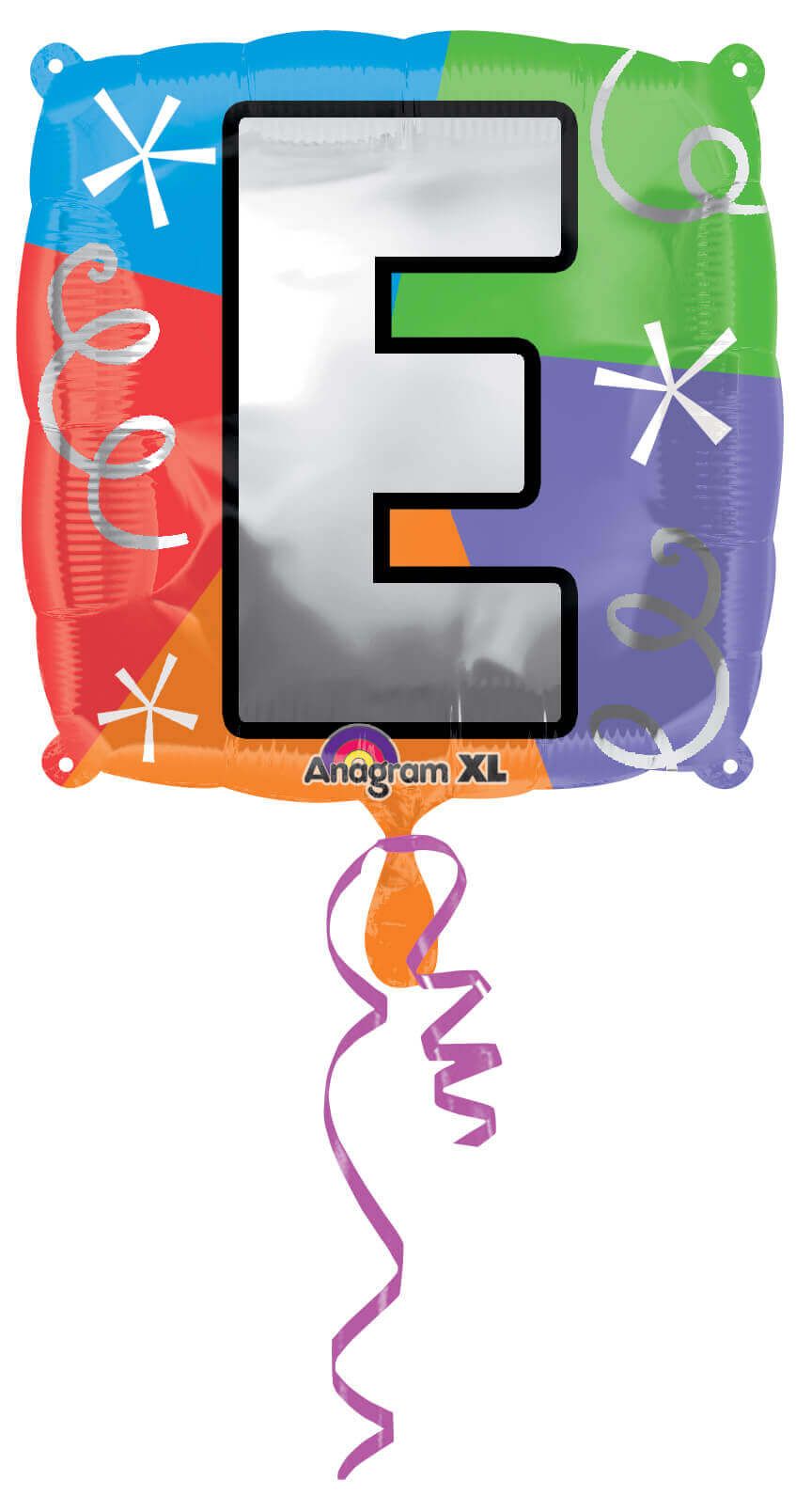 Letter E Quad Shaped Balloon - Helium Quality - 18 inches - 1PC