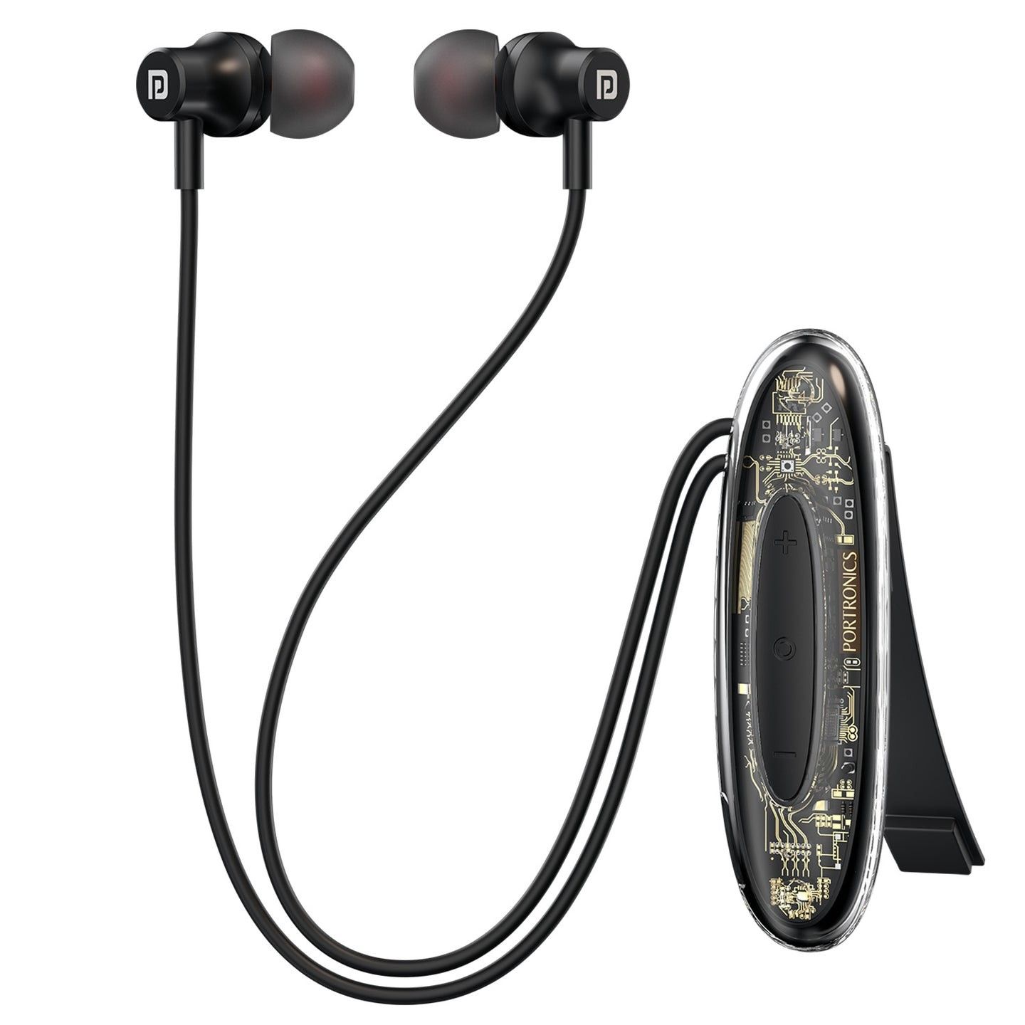 Portronics Harmonics Y5 Bluetooth Wireless In-Ear Earphone, Up to 24 Hours Playback, Dual Pairing Upto 24 Hours Playtime, Bluetooth Version 6.0, Dual Pairing, Type C Fast Charging - Black
