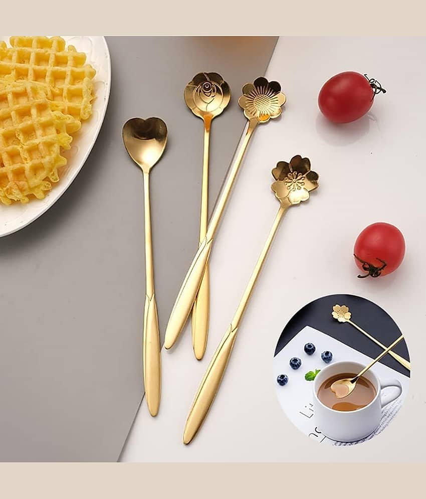 Skindora Spoon Stainless Steel Cutlery Set Gold ( Pack of 4 )