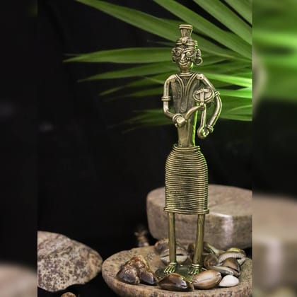 Dhokra Crafted Tribal Musician Figurine