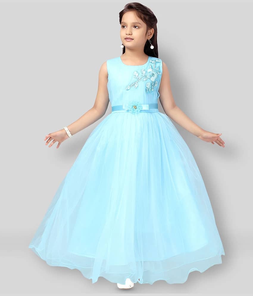 Aarika Net Gown For Girls ( Pack of 1 , Turquoise )