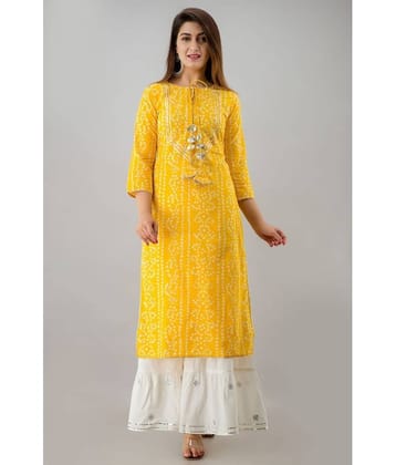NeshamaKurti - Yellow Rayon Women's Straight Kurti ( Pack of 1 )
