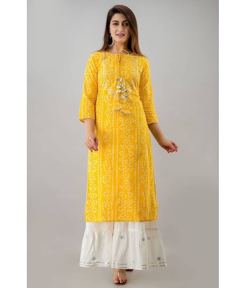 NeshamaKurti - Yellow Rayon Women's Straight Kurti ( Pack of 1 )