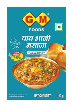 GM Foods Pav Bhaji Masala 100g PACK OF - 1 | Authentic Mumbai Style Spice Mix | No Need for Extra Salt or Spices | Perfect Blend of Indian Spices for Delicious Street Style Pav Bhaji at Home GM Foods Pav Bhaji Masala 100g PACK OF - 1 | Authentic Mumbai Style Spice Mix | No Need for Extra Salt or Spices | Perfect Blend of Indian Spices for Delicious Street Style Pav Bhaji at Home