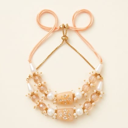 Multi-Strand Champagne Crystal & Pearl Bracelet with Adjustable Sliding Knot (set of 2)