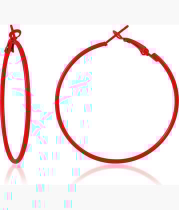 ADMIER Red Hoops Earrings ( Pack of 1 )