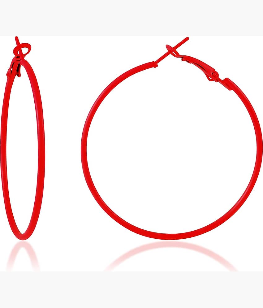 ADMIER Red Hoops Earrings ( Pack of 1 )