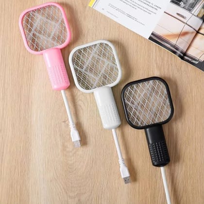 Mini USB LED Mosquito Racket  Rechargeable Electric Fly Swatter with UV Light, Portable Handheld Mosquito Killer Bat for Home, Bedroom, Kitchen & Outdoor Use (Random Color)