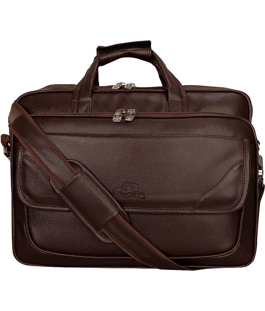 Leather World Classic 22Ltrs Brown P.U. Office Bag