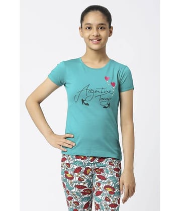 Sini Mini Pack of 1 Girls 100% Cotton T-Shirt ( Green )