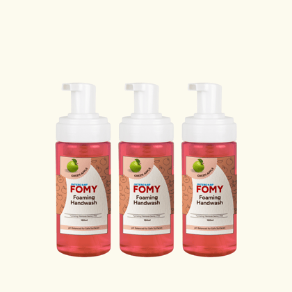 INTERCORP FOMY Antibacterial Soft Refreshing Foam Hand Wash, 160 ml Each (Green Apple - Pack of 3)