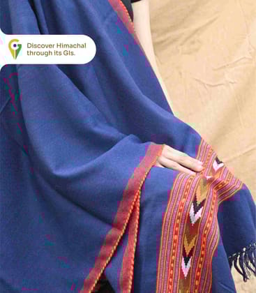 Himachali Pure Kullu Handloom Stole – Blue, Handcrafted Winter Elegance