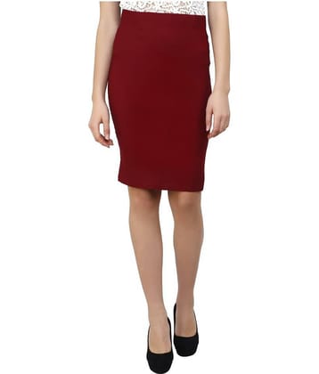 Aadrika Cotton Lycra Pencil Skirt - Maroon