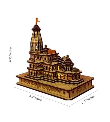 Kusum Art LASER ART Ram Mandir Ayodhya Model – Detailed Architectural Replica, Traditional Design, Crafted with Precision, MDF Wooden Box Included, Home Décor and Gift Item