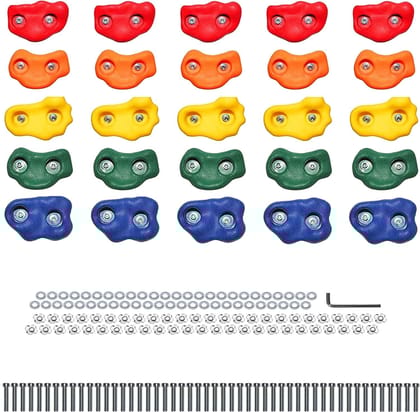 REZNOR Multisize Large Rock Climbing Holds Play Set for Kids, Adult Wall Climbing Stone for DIY Children Playground Wall/Wood Block, Multicolor