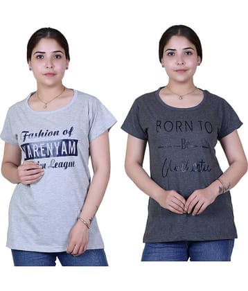 Varenyam Women Cotton Regular Fit Round Neck T-Shirt ( Grey )