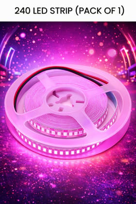 SPARKWORLD 5 Meter Pink LED Strip Light | 240 LEDs/m | Flexible Decorative Cove Light with SMPS Self-Adhesive