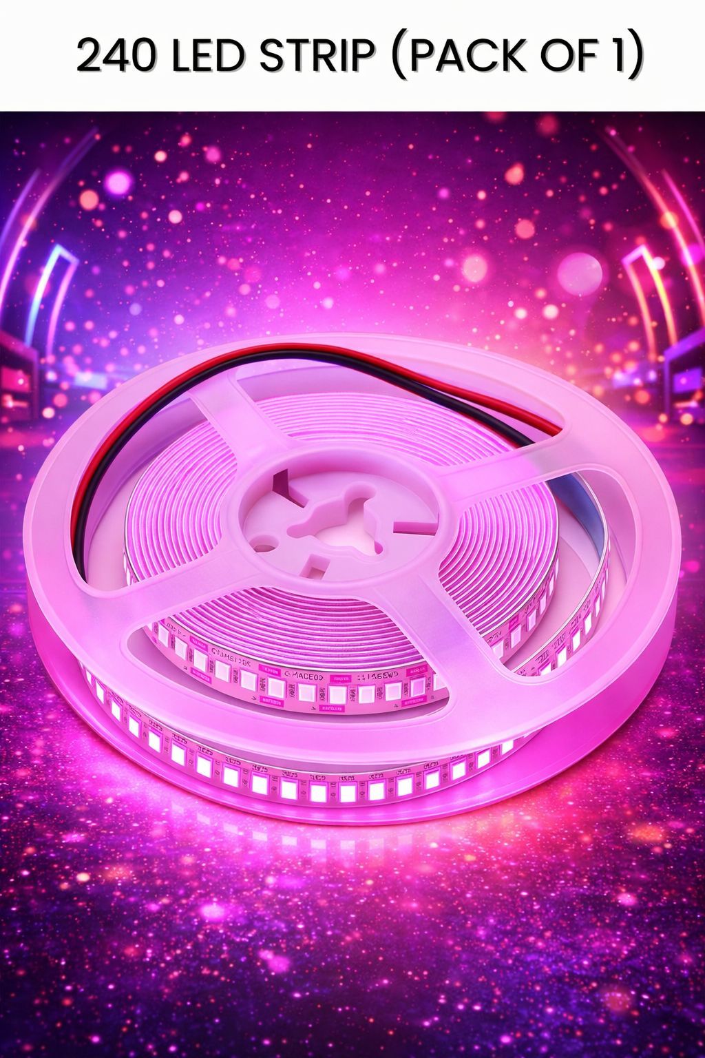 SPARKWORLD 5 Meter Pink LED Strip Light | 240 LEDs/m | Flexible Decorative Cove Light with SMPS Self-Adhesive