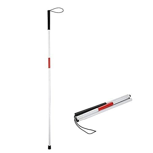 FAIRBIZPS Height Adjustment Walking Stick Blind Stick Aluminium 4 Segment Folding Blind Cane Heavy Duty Blind Stick for Unisex