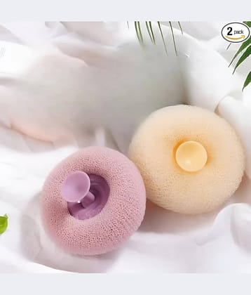 Multicolour Loofah Body Scrubber Shower Puffs with Suction Cup for Men and Women (2 Pcs)