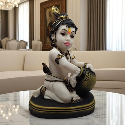 AMS Bal Gopal Makhan Chor Idol � Playful Baby Krishna with Butter Pot Figurine with Peacock Feather Crown, Pristine White Murti Statue for Pooja, Home Decor, Office & Gifting (28x20x15 cm) AMS Bal Gopal Makhan Chor Idol � Playful Baby Krishna with Butter Pot Figurine with Peacock Feather Crown, Pristine White Murti Statue for Pooja, Home Decor, Office & Gifting (28x20x15 cm)