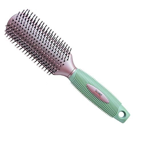 Scarlet Line Professional 9 Rows Medium Styling Flat Hair Brush With Rubber Handle For Men & Women