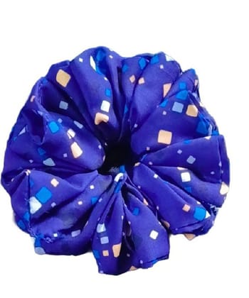 Blue Printed Hair Band Office Wear Scrunchies Neat Clean