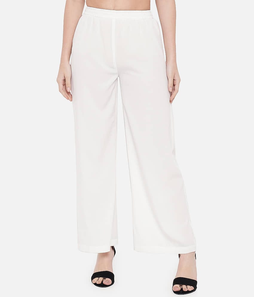 OTIRA Pack of 1 Crepe Straight Women's Palazzos ( White )