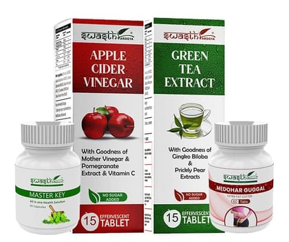 Swasth Arogya Weight Loss Combo || Burn Fat || Curb Appetite || Boost Health || Best Ayurvedic Combo - Pack of 1 Capsule & 1 Tablet Bottle & 2 Effervescent Tablet 2 Different Flavors.||