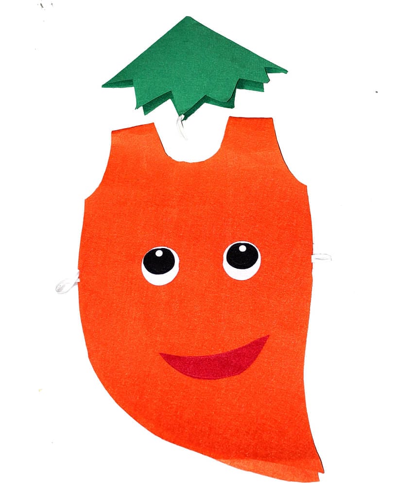 Kaku Fancy Dresses Carrot Cutout Costume With Cap For Kids (Free Size)