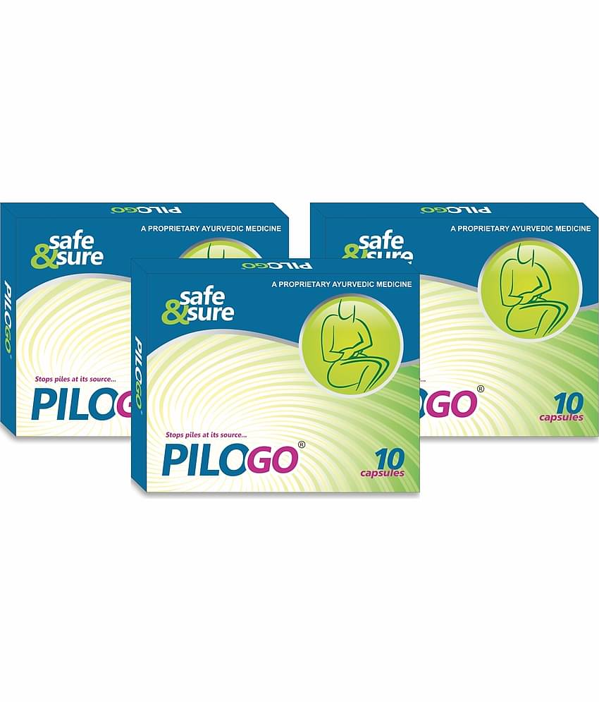 Leeford Pilogo Ayurvedic Capsules Piles Helps relieve pain, wellness (Pack of 3 x 10 capsules each)
