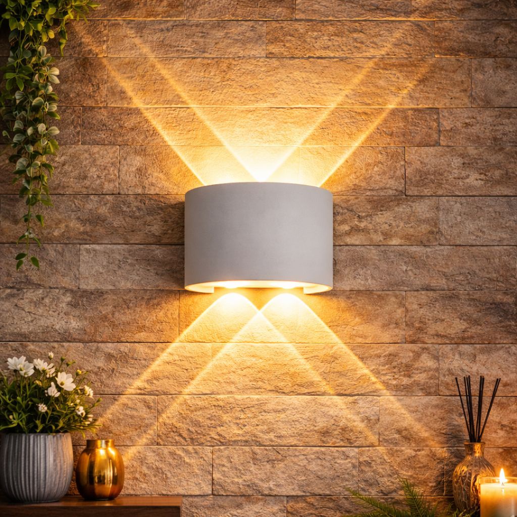 SPARKWORLD LED Indoor UP Down Wall Light, Warm White Colour with Shockproof White Body (2+2)(Aluminum) | Colour: 2+2 (WhiteBody) (WW)