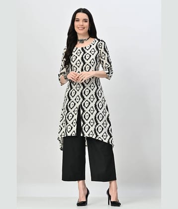 OTIRA Rayon Printed Kurti With Palazzo Women's Stitched Salwar Suit - Black ( Pack of 1 )