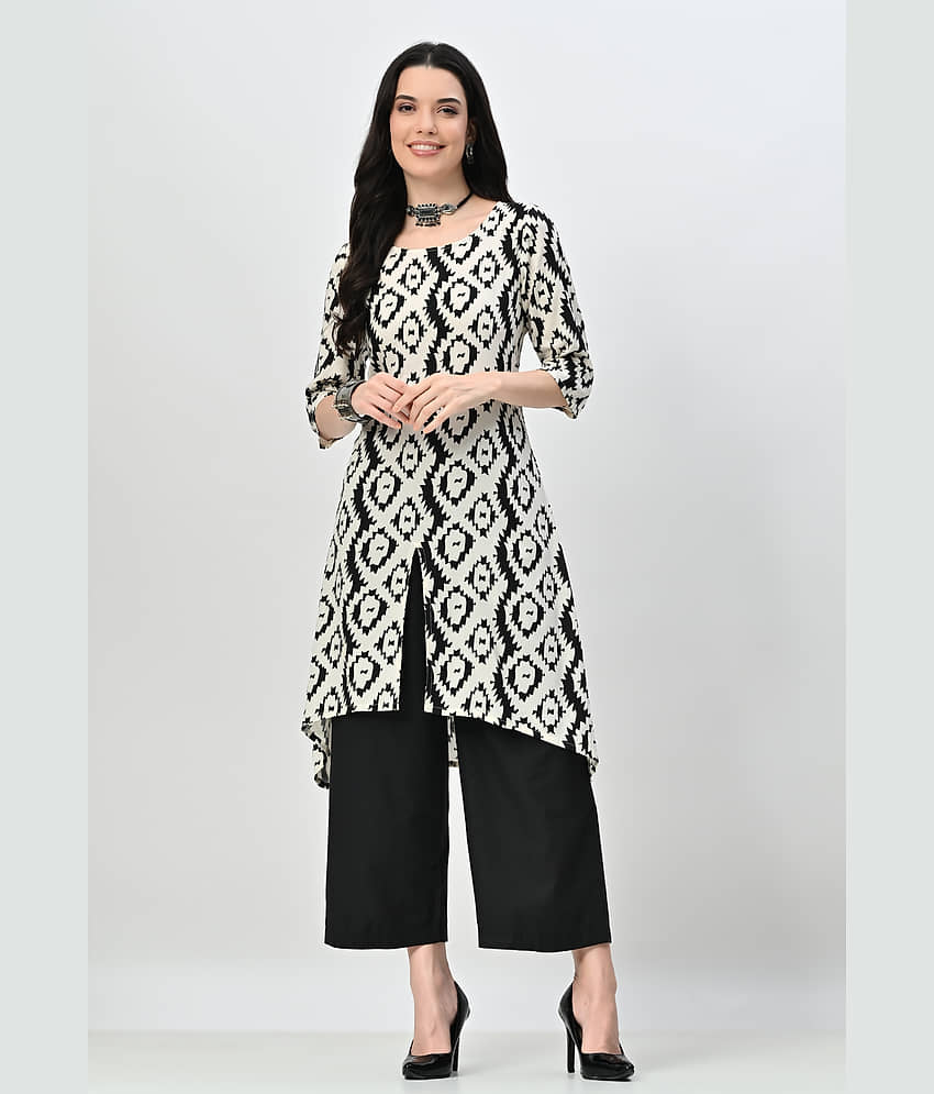 OTIRA Rayon Printed Kurti With Palazzo Women's Stitched Salwar Suit - Black ( Pack of 1 )