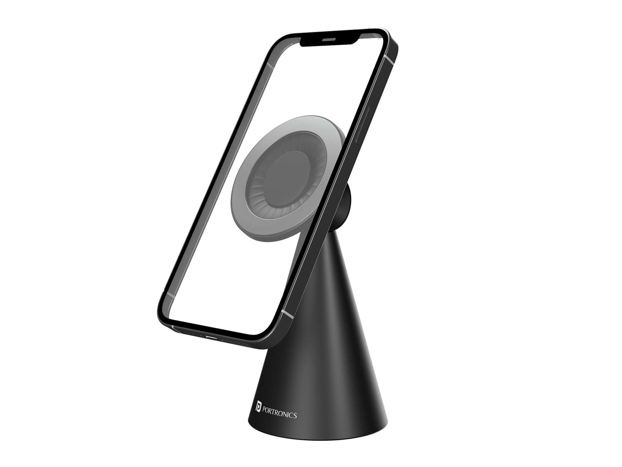 Portronics Mogun 5 Compatible with Magsafe only, Magnetic Universal Phone Holder, Ideal for Desks, 360Rotation & 180Pivot, Sturdy Build Material, Strong Magnetism