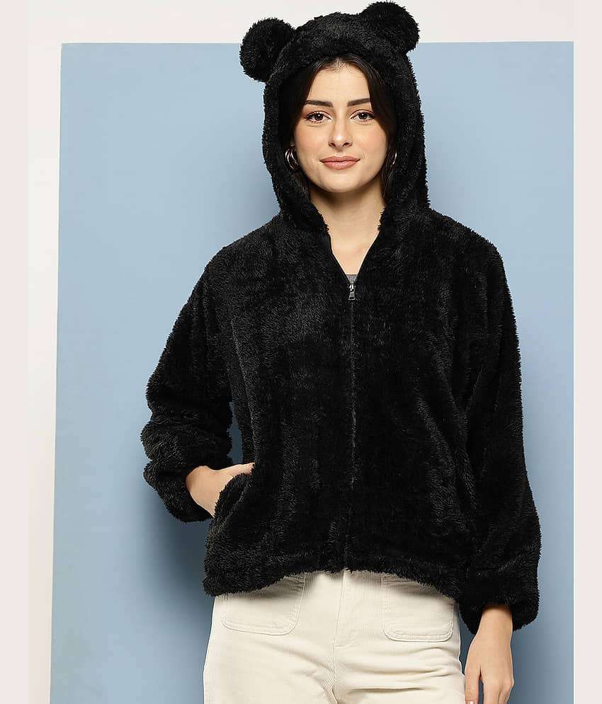 Aarika Women Hooded Regular Jacket ( Black )