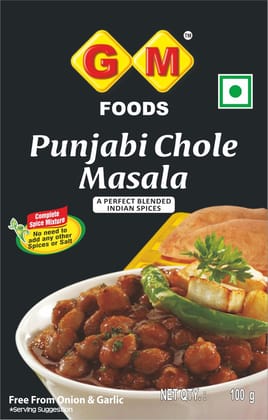 GM Foods Punjabi Chole Masala 100 grams (Pack of 1) | Authentic Spice Blend for Chickpeas Curry | Onion & Garlic Free | Flavorful Indian Gravy Masala | Ready to Cook Chana Masala Powder GM Foods Punjabi Chole Masala 100 grams (Pack of 1) | Authentic Spice Blend for Chickpeas Curry | Onion & Garlic Free | Flavorful Indian Gravy Masala | Ready to Cook Chana Masala Powder