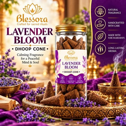 Blessora Lavender Bloom Dhoop Cone 40 pc Blessora Lavender Bloom Dhoop Cone 40 pc