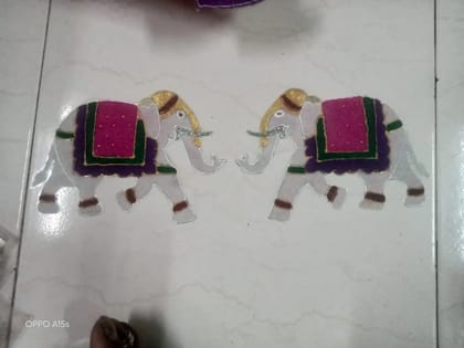 Ready Rangoli: Pair of Gajalaxmi