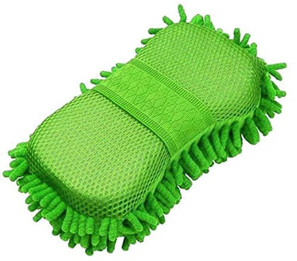 Car Washing Sponge Brush | Microfiber Car Wash & Dry Cleaning Accessories | Perfect for Car, Bike, Kitchen Cleaning Tool | Soft Smooth Scratch Free Duster (Green)