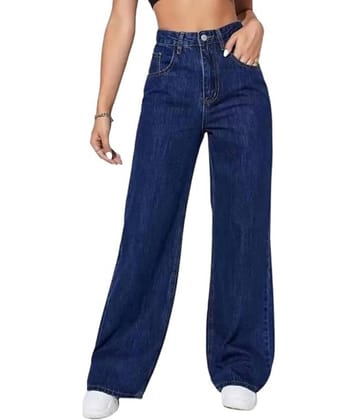 FSN Women's Straight Fit Mid-Rise Jeans ( Navy Blue )