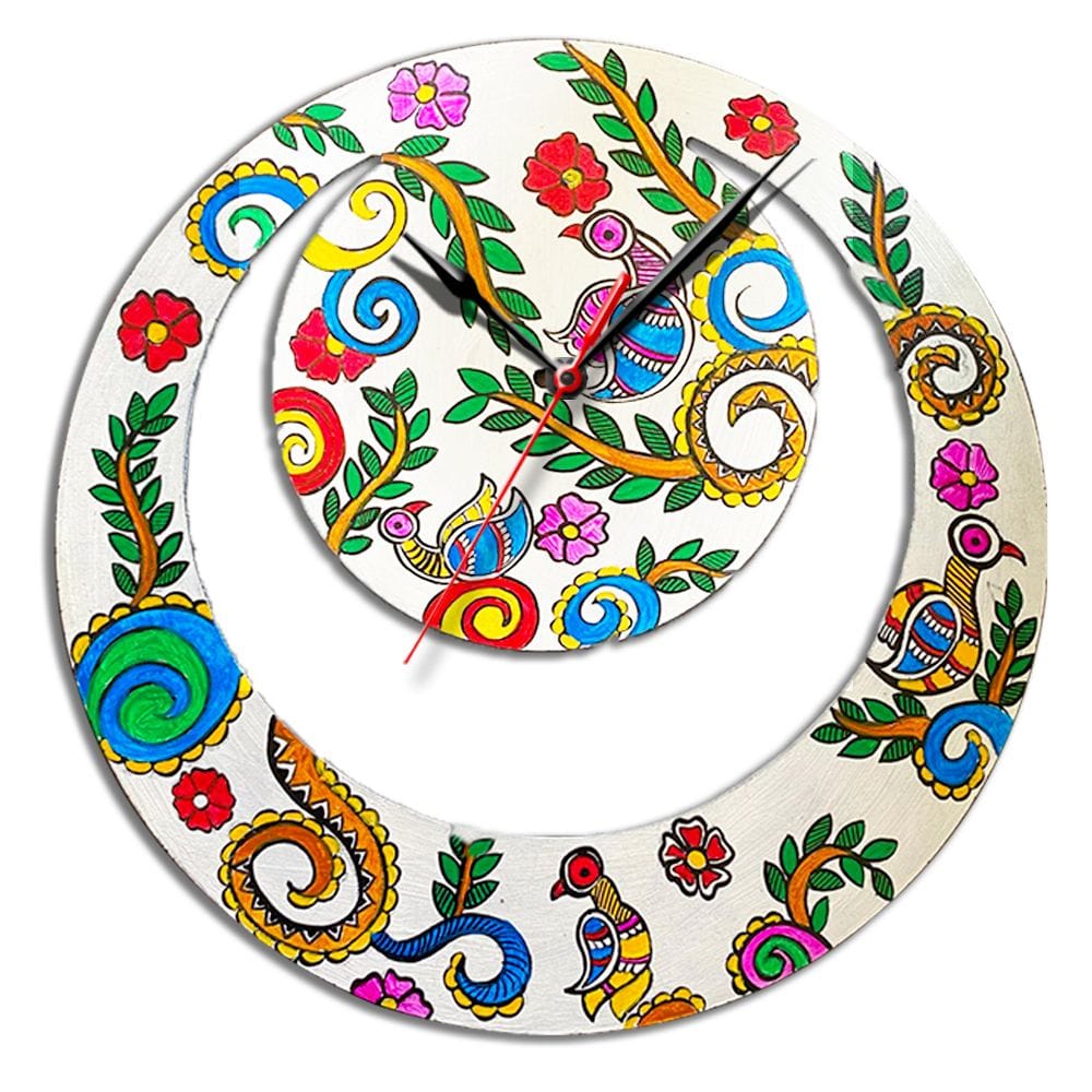 Madhubani Painting on Moon Clock DIY Kit by Penkraft