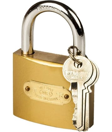 SHB Hard Stainless Steel Pressing Lock with 3 Keys, 50 mm (Brass)