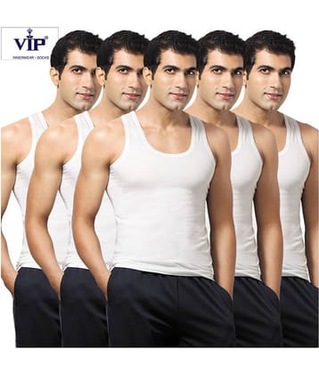 VIP White Sleeveless Vests Pack of 5