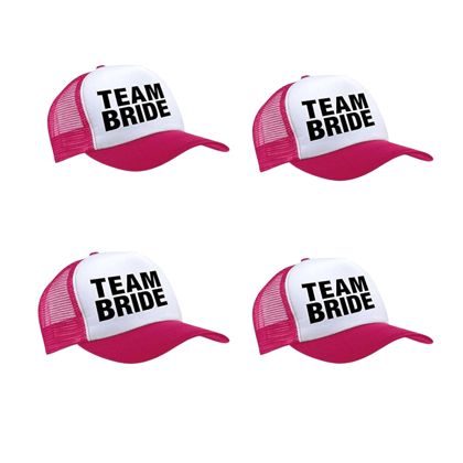 TEAM BRIDE Pink Caps for Bachellorette / Hens Party - Adjustable - 4PC TEAM BRIDE Pink Caps for Bachellorette / Hens Party - Adjustable - 4PC