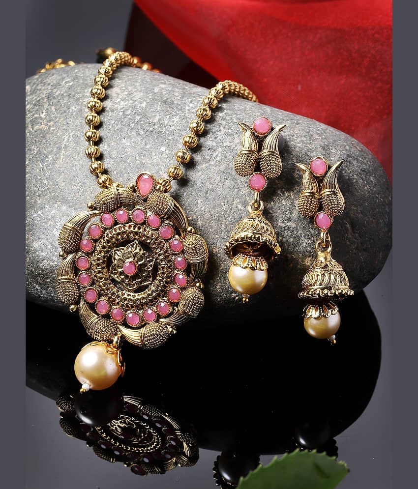 Sukkhi Pink Alloy Necklace Set ( Pack of 1 )