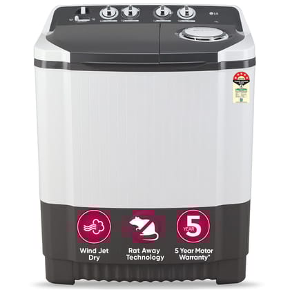 LG 7 Kg 5 Star Wind Jet Dry Semi-Automatic Top Loading Washing Machine (P7020NGAZ, Dark Gray, Rat Away Feature) Dark Gray