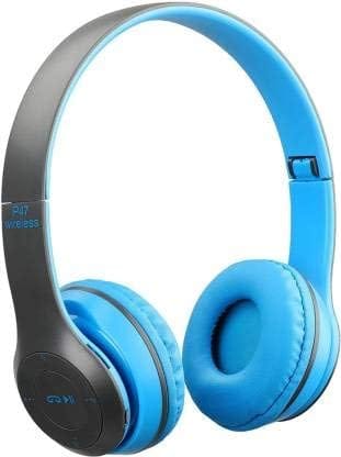 P47 Wireless Headphones/Bluetooth Over Ear Headphone with Sd Card Slot Bluetooth Headset (Blue)