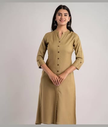 MAUKA - Khaki Rayon Women's Front Slit Kurti ( Pack of 1 )